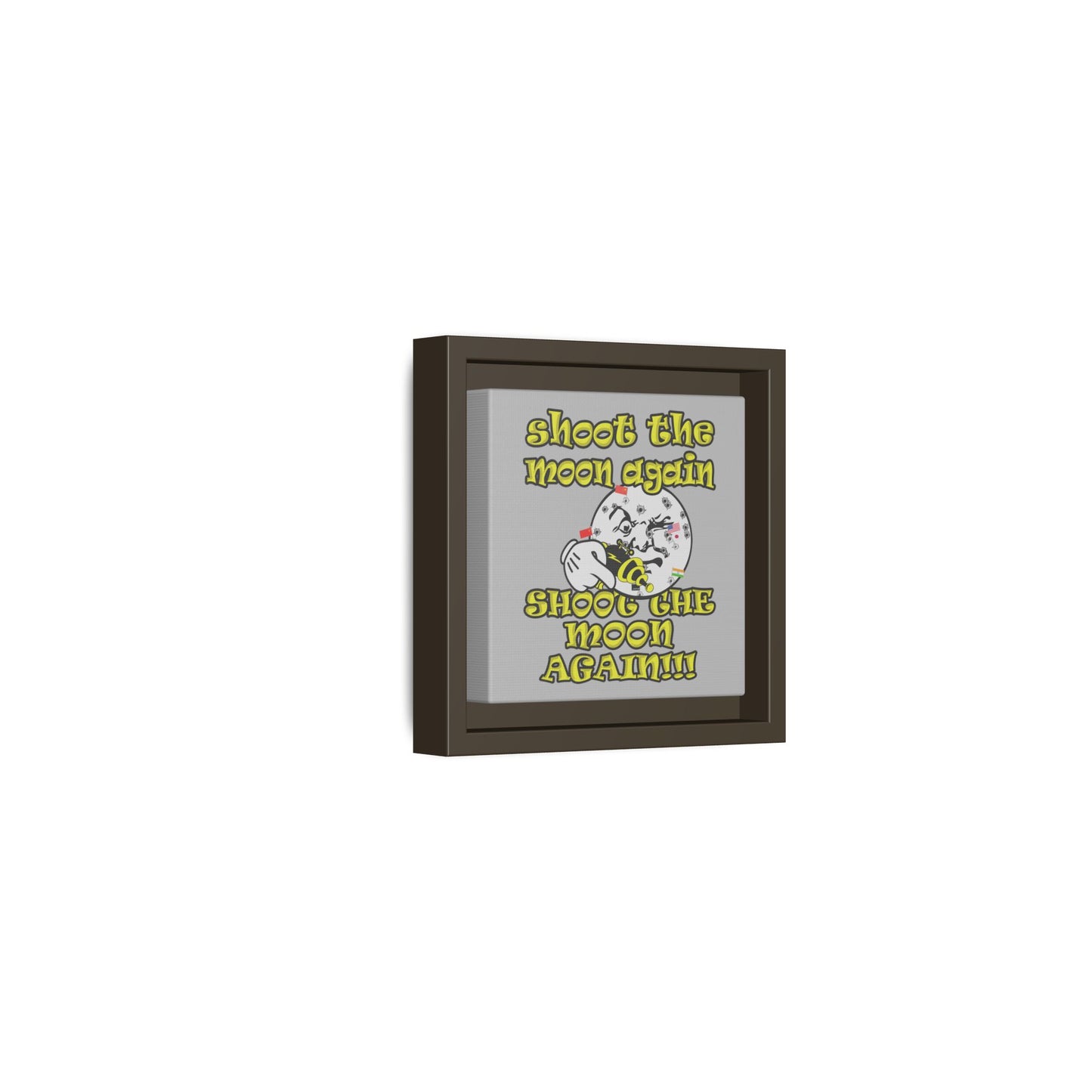 shoot the moon again - framed canvas art (light grey)