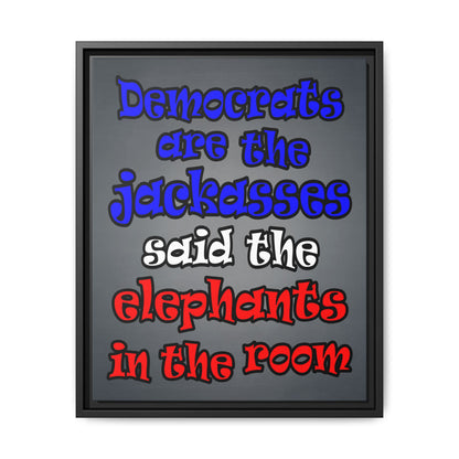 donkeys and elephants - framed canvas art (grey-light grey)