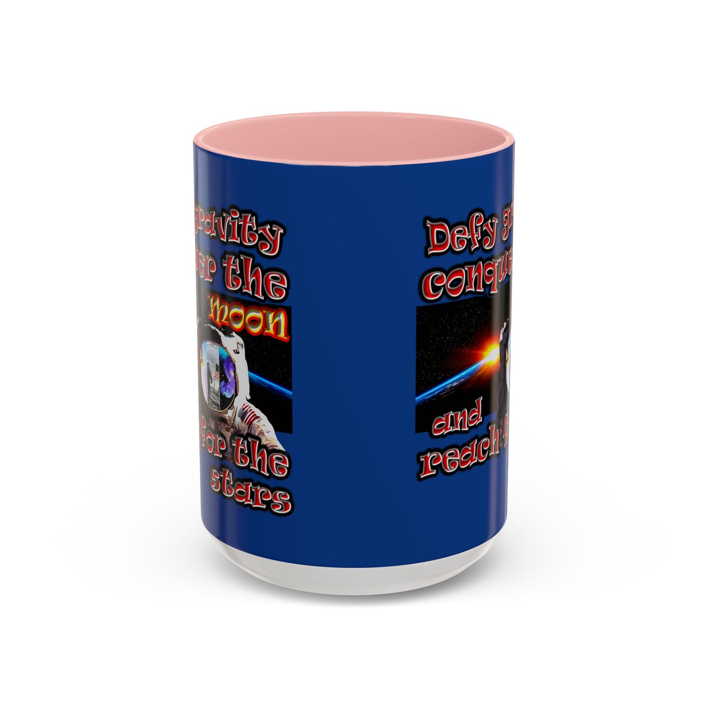 defy conquer reach - Accent Mug (dark blue)