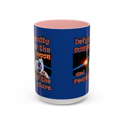 defy conquer reach - Accent Mug (dark blue)