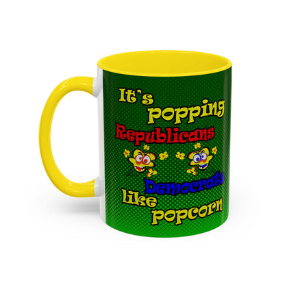 popping like popcorn - Accent Mug (logo green)