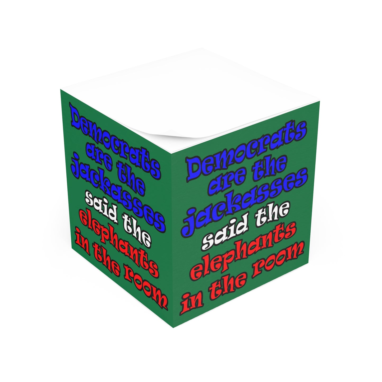 donkeys and elephants - note cube (dark green)