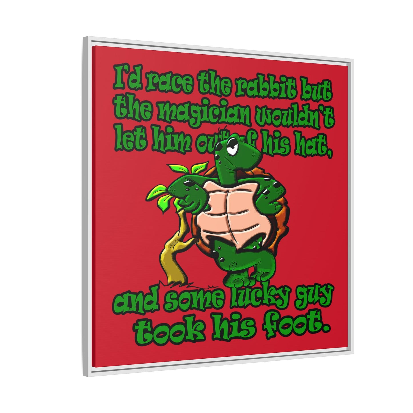 turtle race - framed canvas art (dark red)