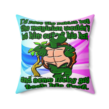turtle race - Faux Suede Square Pillow - (light blue-pink wave)