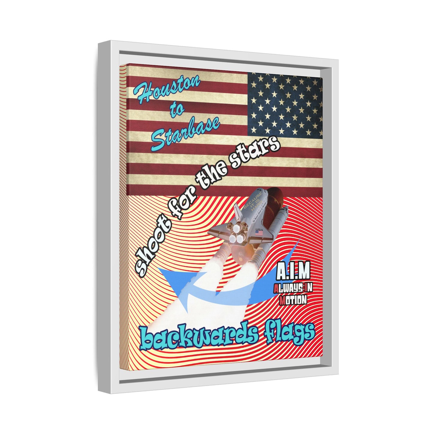 shoot for the stars - framed canvas art (yellow-orange wave)