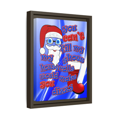 santa's shoes - framed canvas art (blue-white wave)