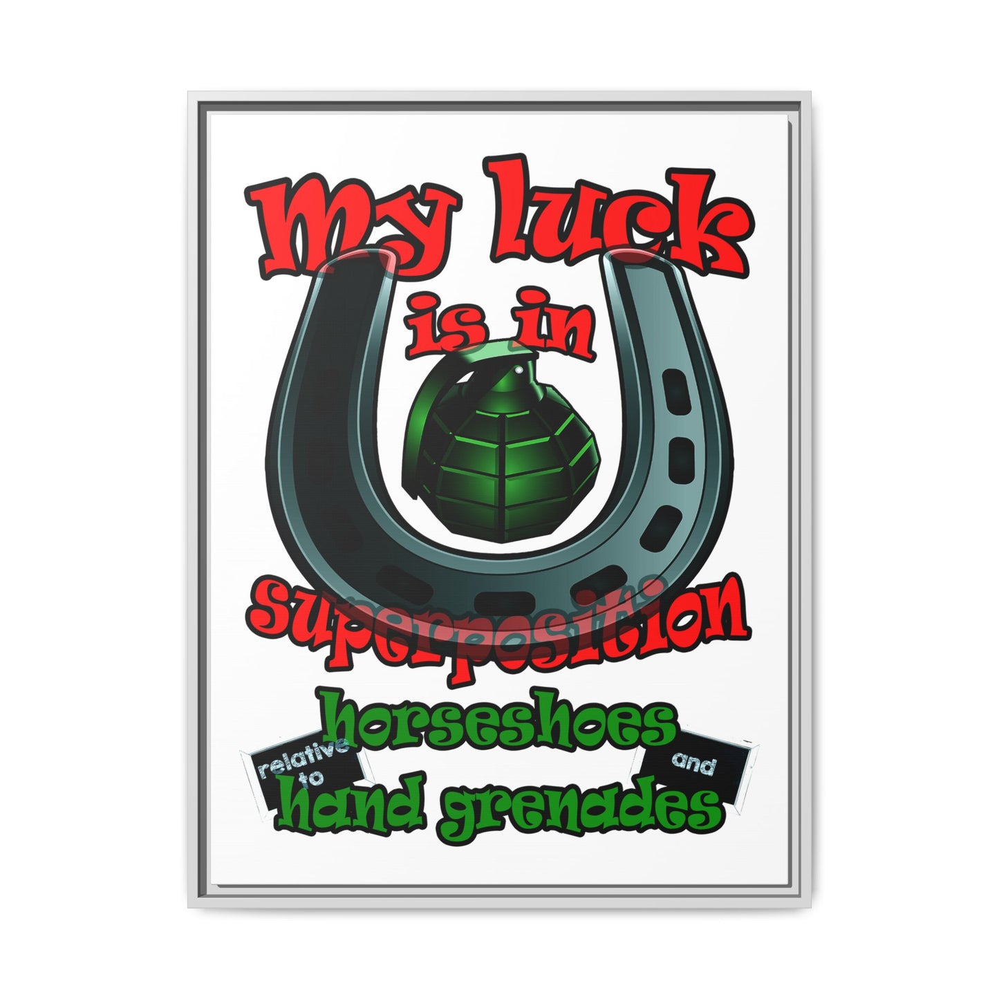 my luck - framed canvas art (white)