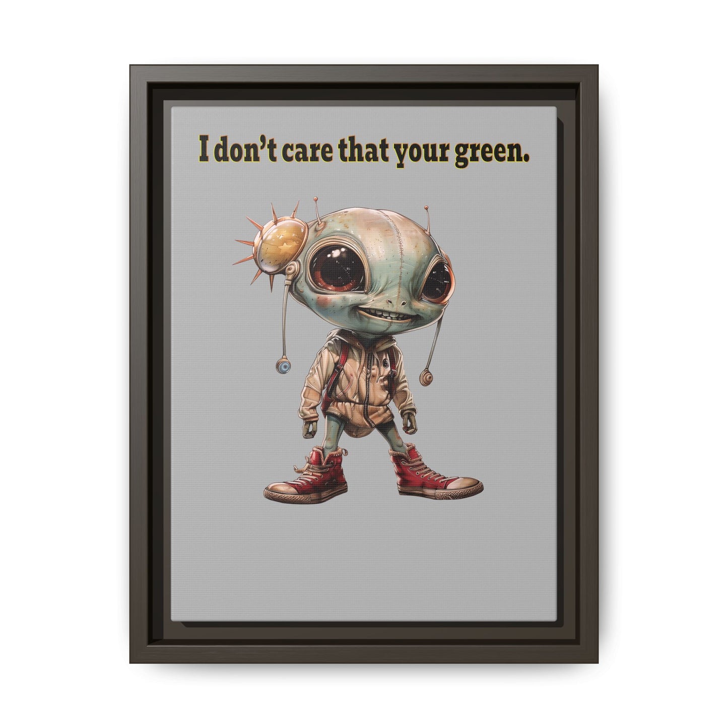 I don't care that your green - framed canvas art (light grey)