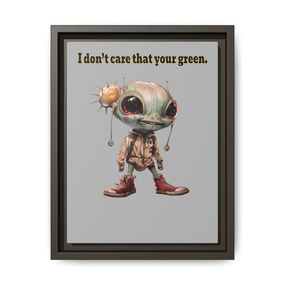 I don't care that your green - framed canvas art (light grey)