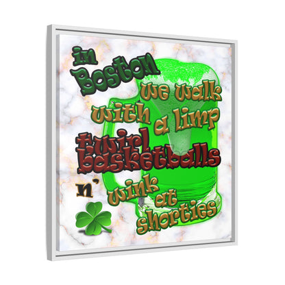 celtics logo - framed canvas art (white marble)