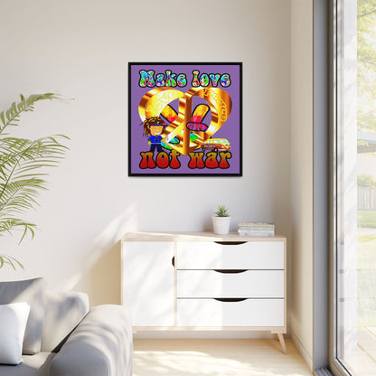 love peace - framed canvas art (light purple)