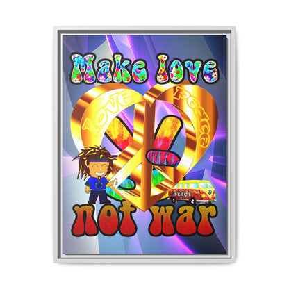 love peace - framed canvas art (grey-pink wave)