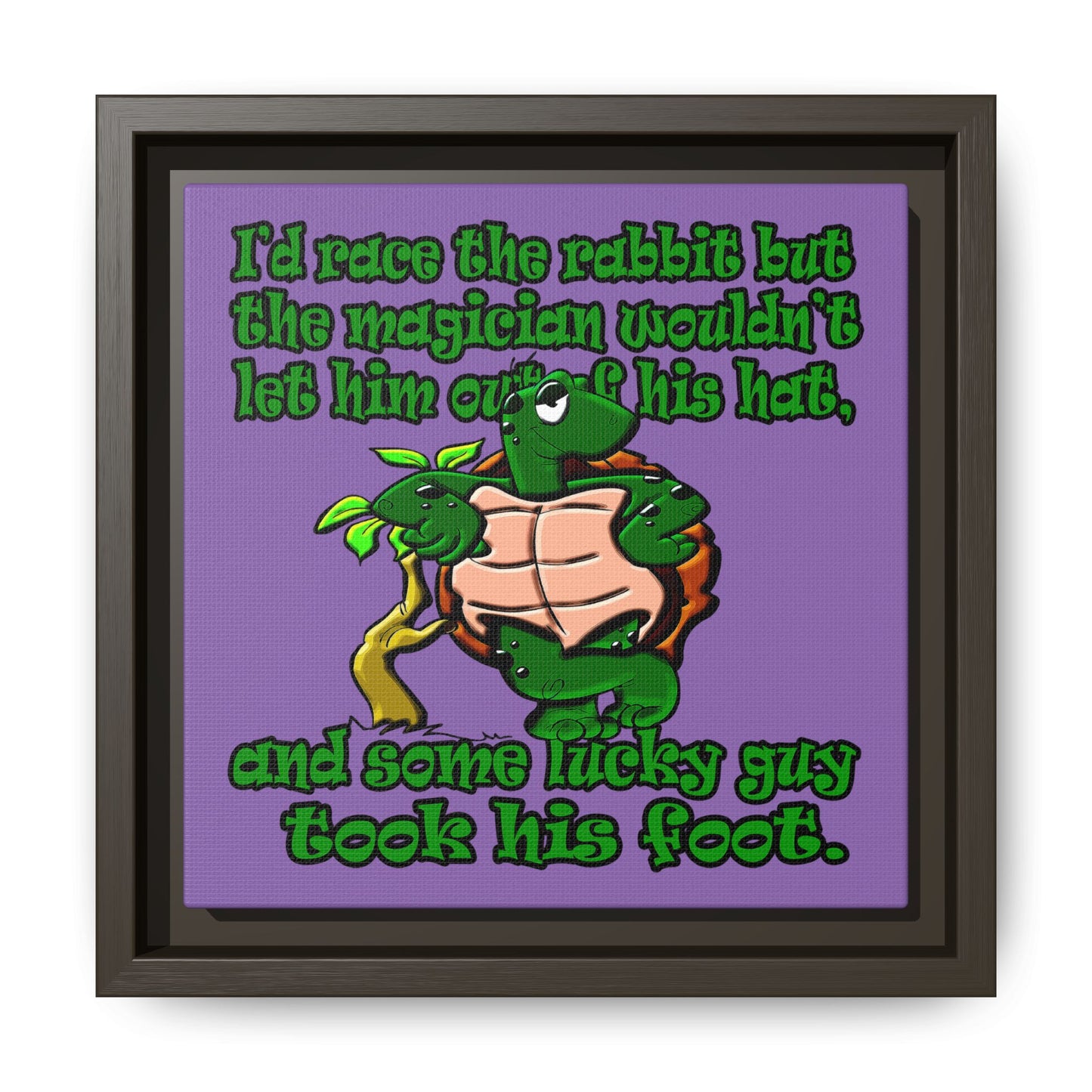 turtle race - framed canvas art (light purple)