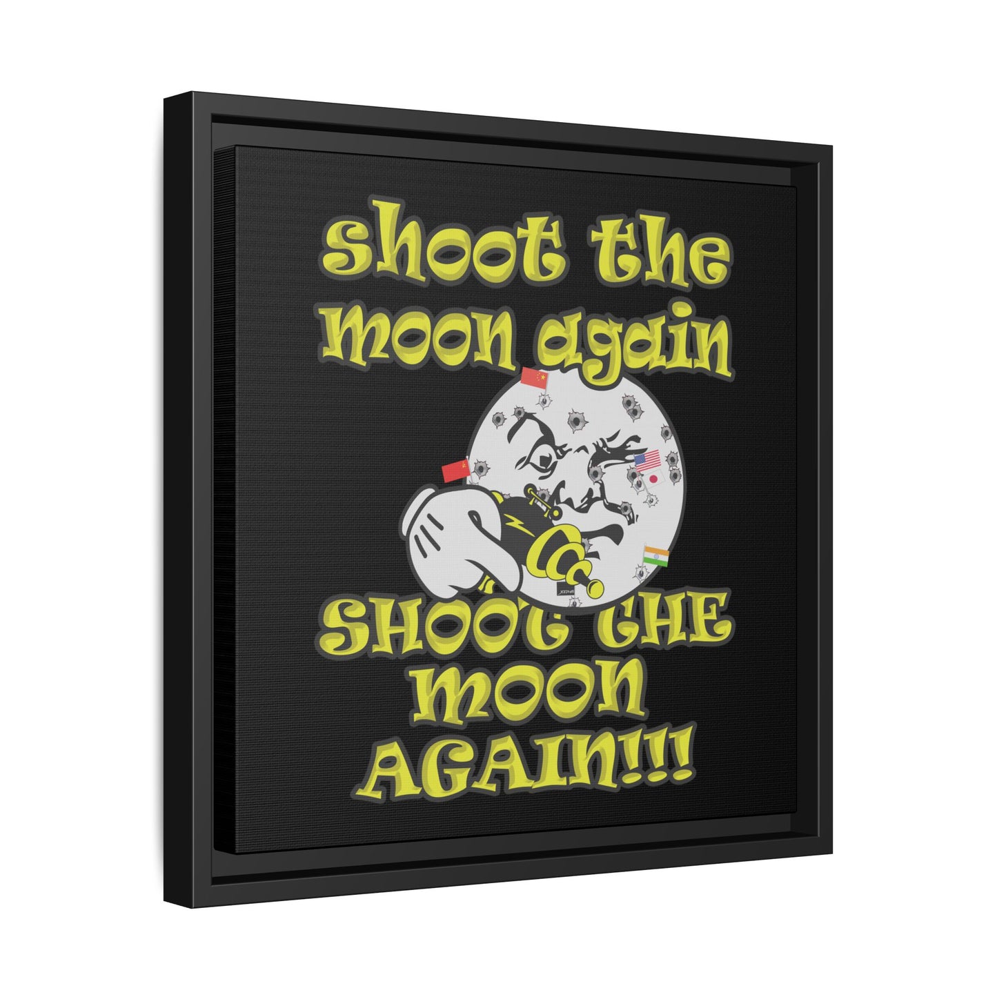 shoot the moon again - framed canvas art (black)
