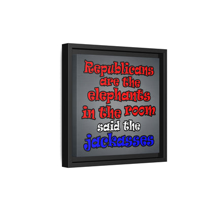 donkeys and elephants - framed canvas art (grey-light grey)