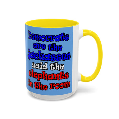 donkeys and elephants - Accent Mug (light blue)