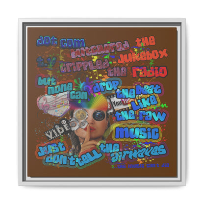 drop the beat - framed canvas art (brown)