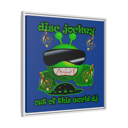 disc jockey - framed canvas art (dark blue)