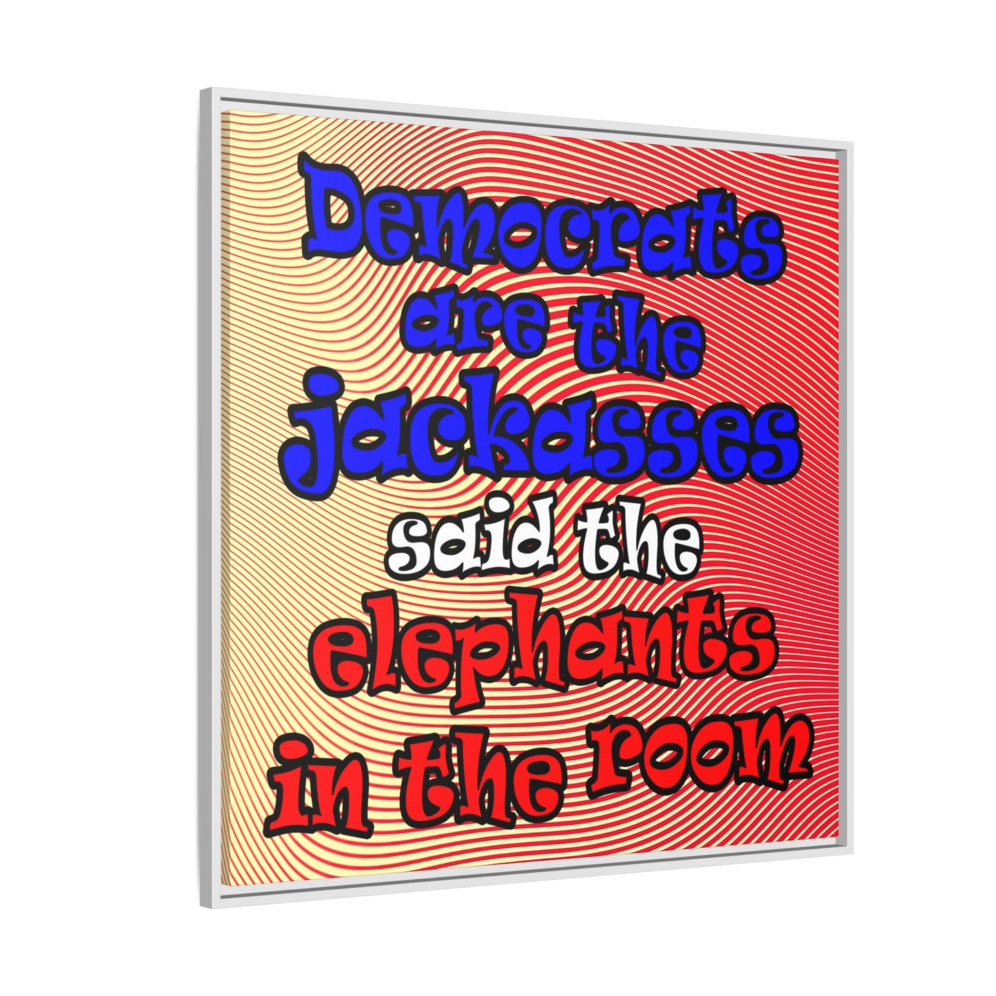 donkeys and elephants - framed canvas art (yellow-orange wave)