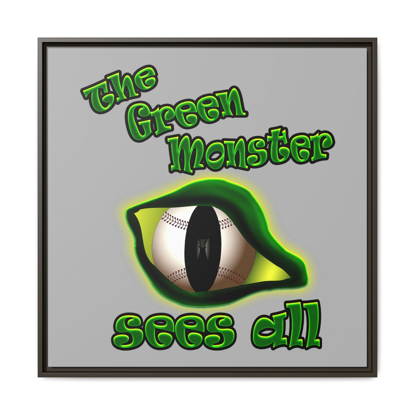 green monster - framed canvas art (light grey)