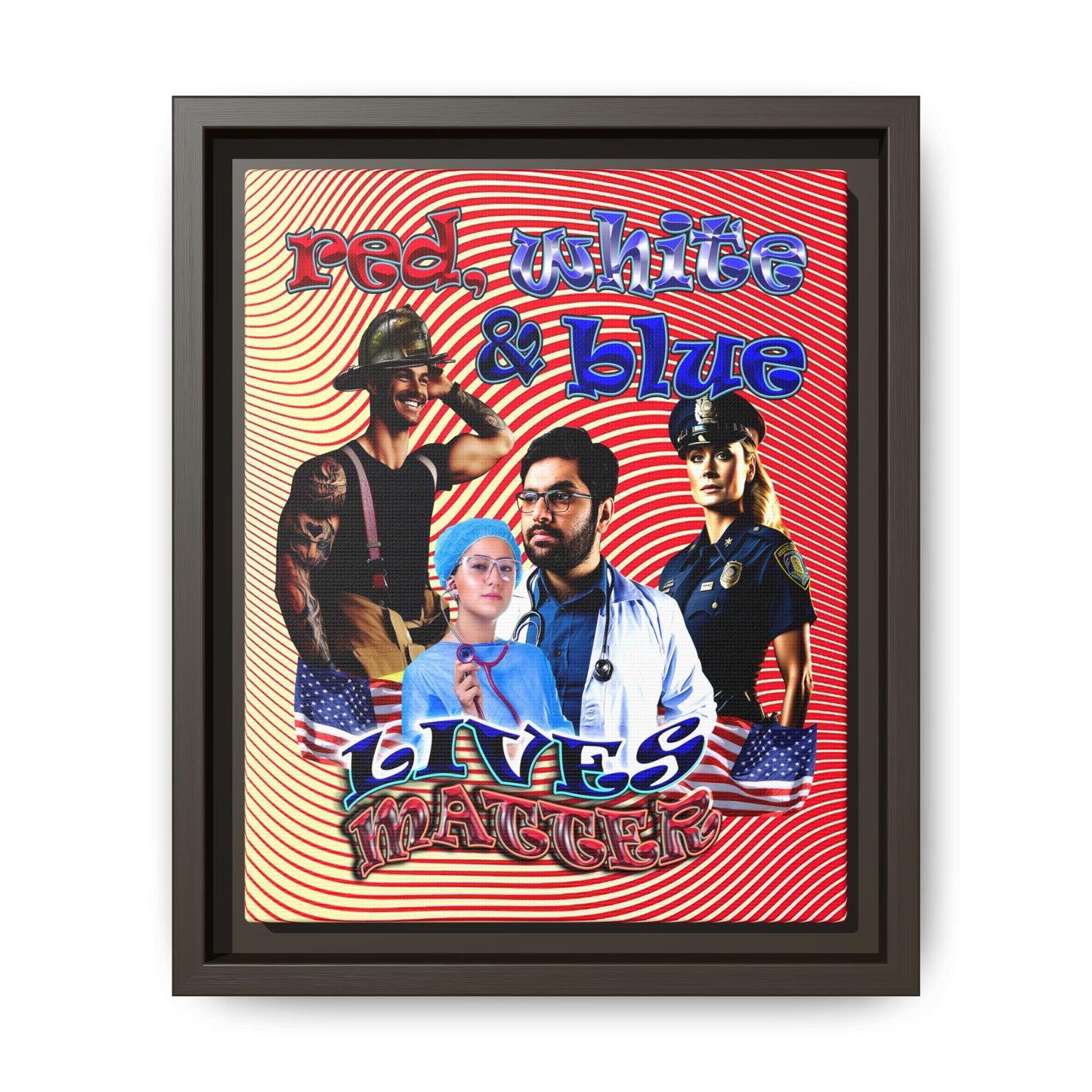 rw&b lives matter - framed canvas art (yellow-orange wave)