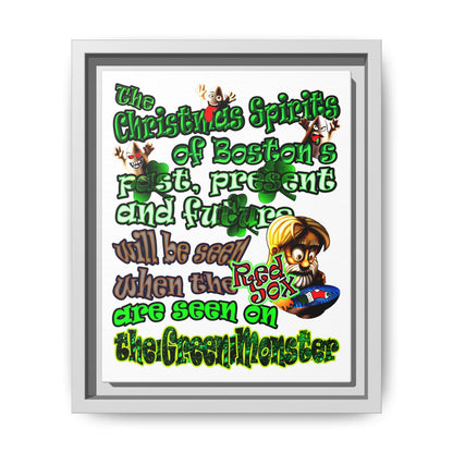 christmas spirits of boston - framed canvas art (white)