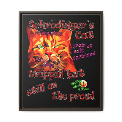 schrodinger's cat - framed canvas art (black)