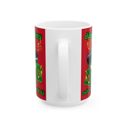 disc jockey - White Mug (dark red)