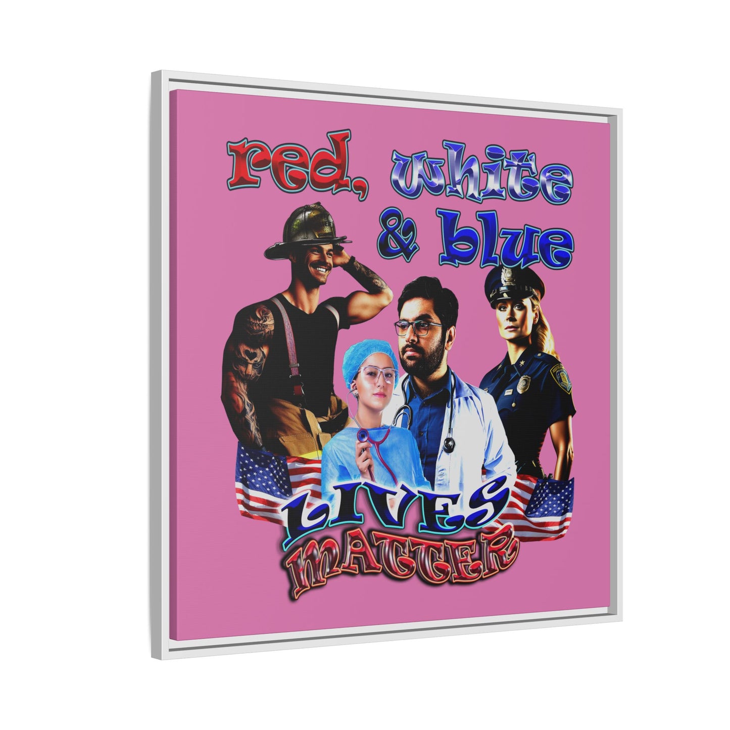 rw&b lives matter - framed canvas art (light pink)