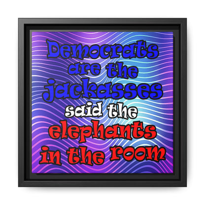 donkeys and elephants - framed canvas art (purple wave)