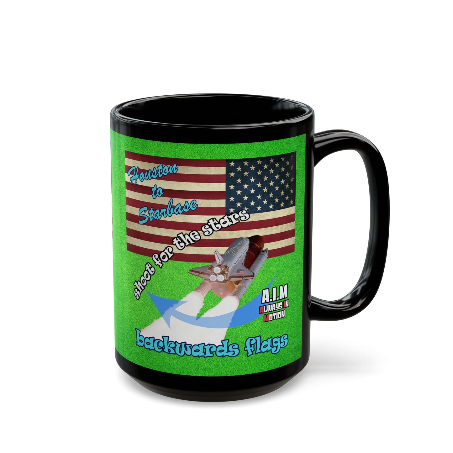 shoot for the stars - Black Mug (green turf)