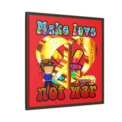 love peace - framed canvas art (red)
