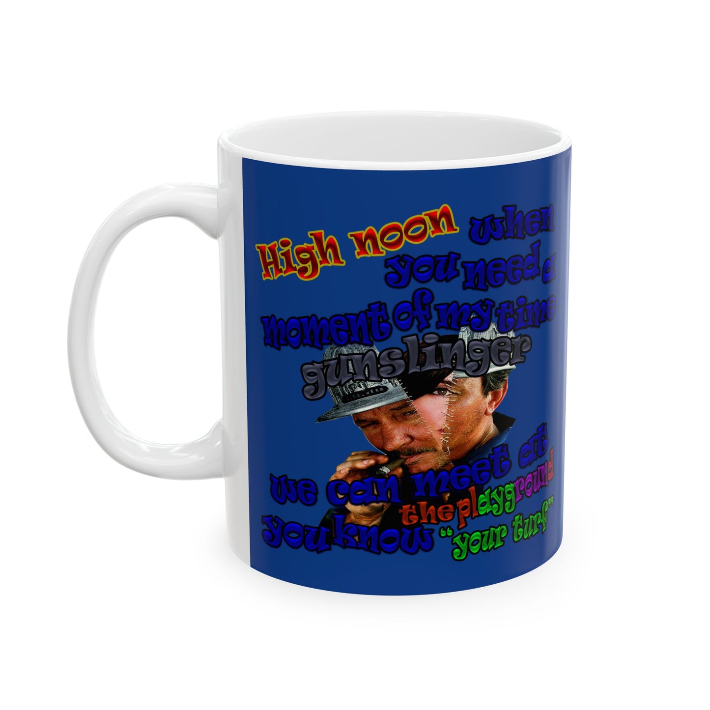 high noon - White Mug (dark blue)