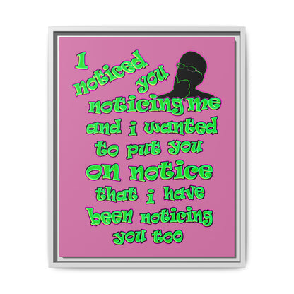 noticed you noticing - framed canvas art (light pink)