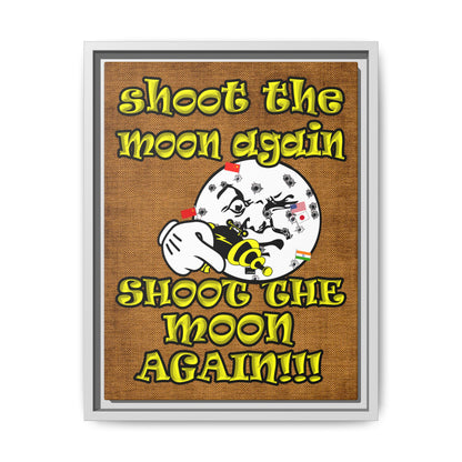 shoot the moon again - framed canvas art (brown papyrus)