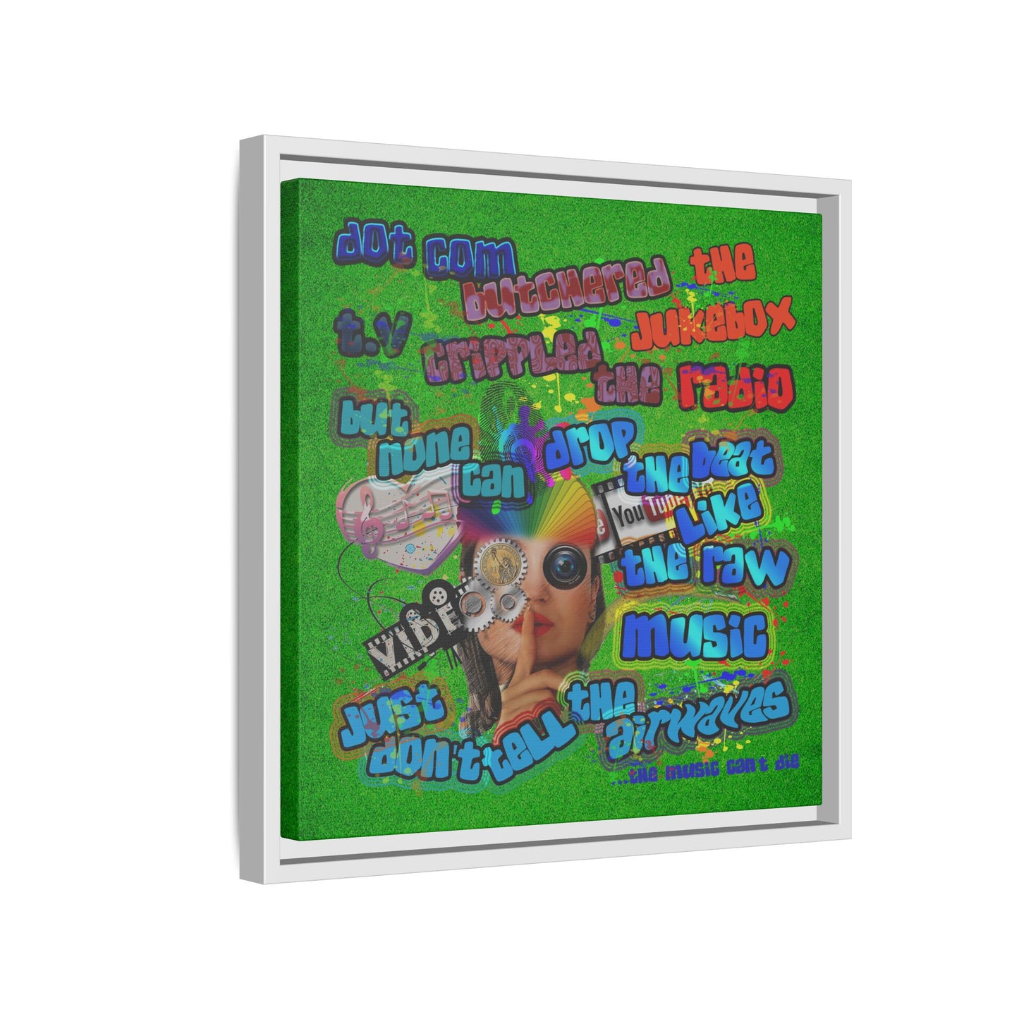 drop the beat - framed canvas art (green turf)