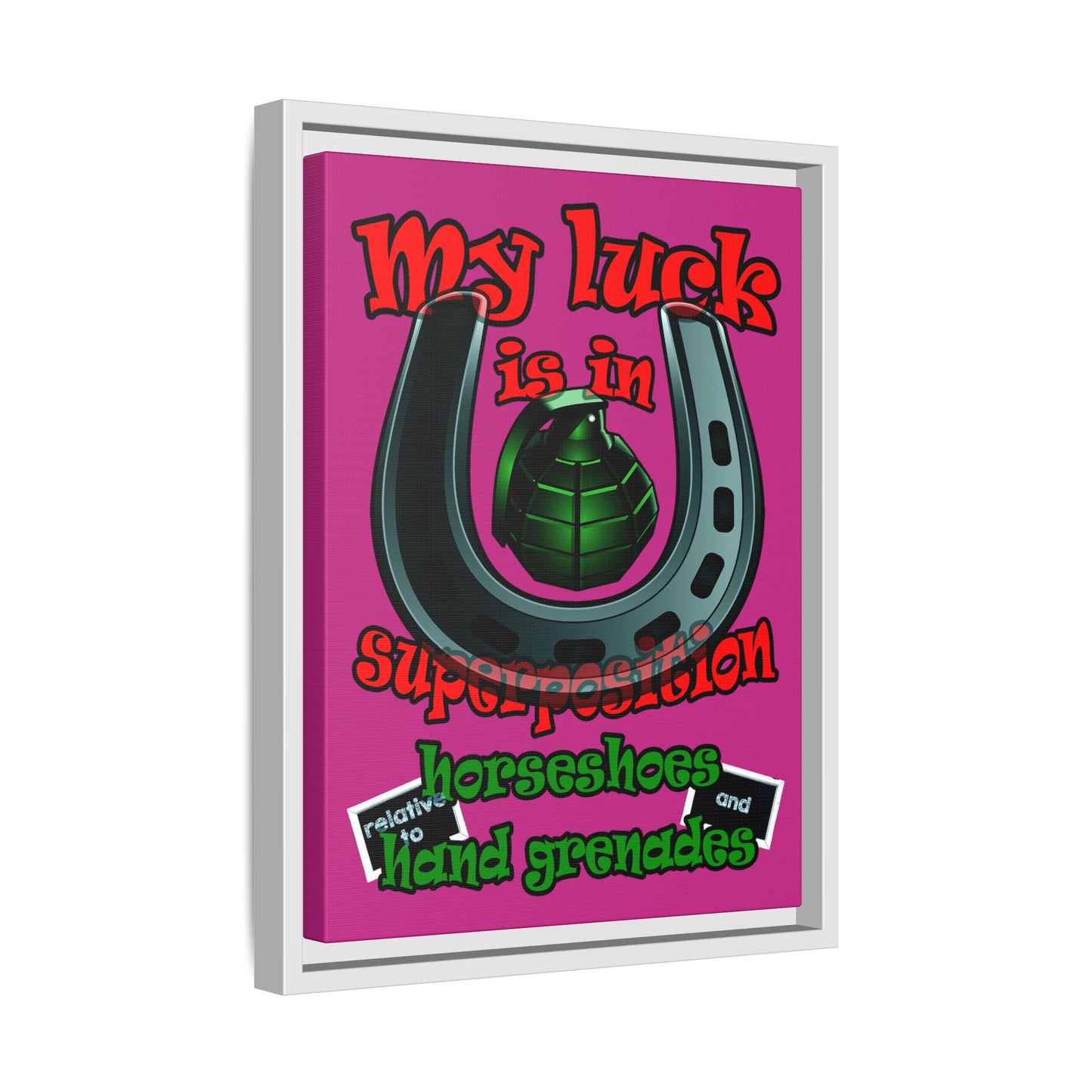 my luck - framed canvas art (pink)
