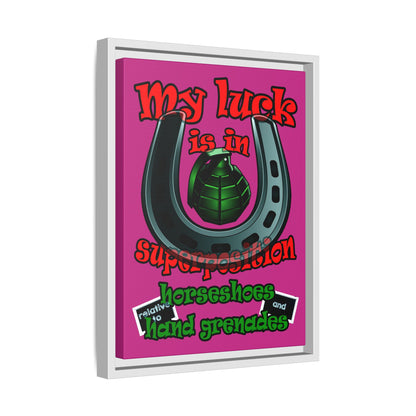 my luck - framed canvas art (pink)