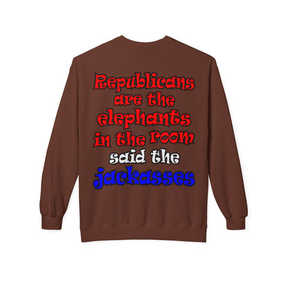 donkeys and elephants - Unisex Midweight Softstyle Fleece Crewneck Sweatshirt