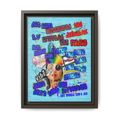 drop the beat - framed canvas art (faded blue)