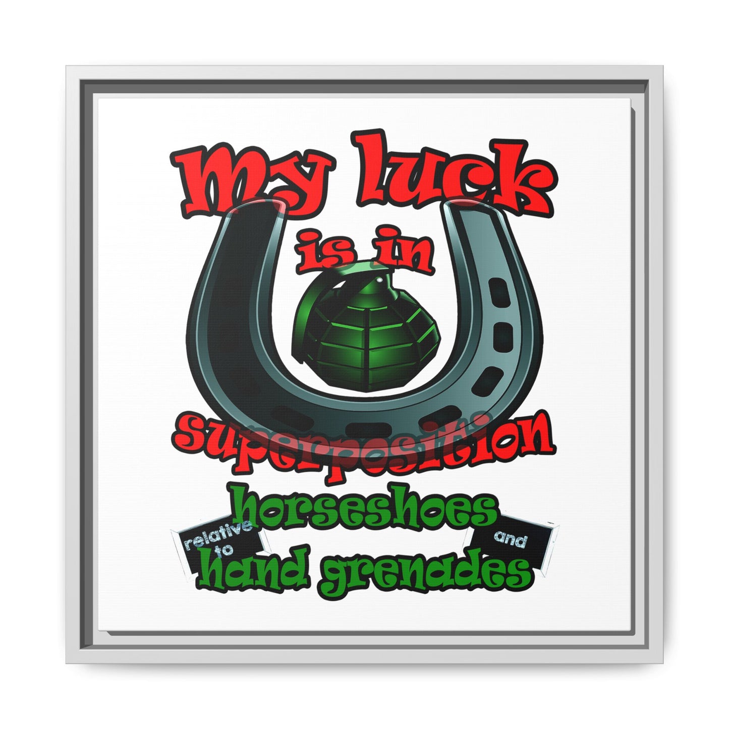 my luck - framed canvas art (white)