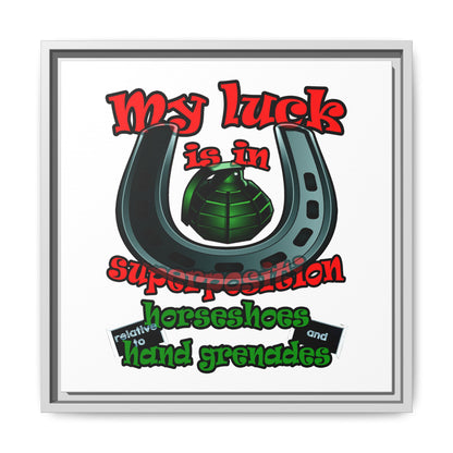 my luck - framed canvas art (white)