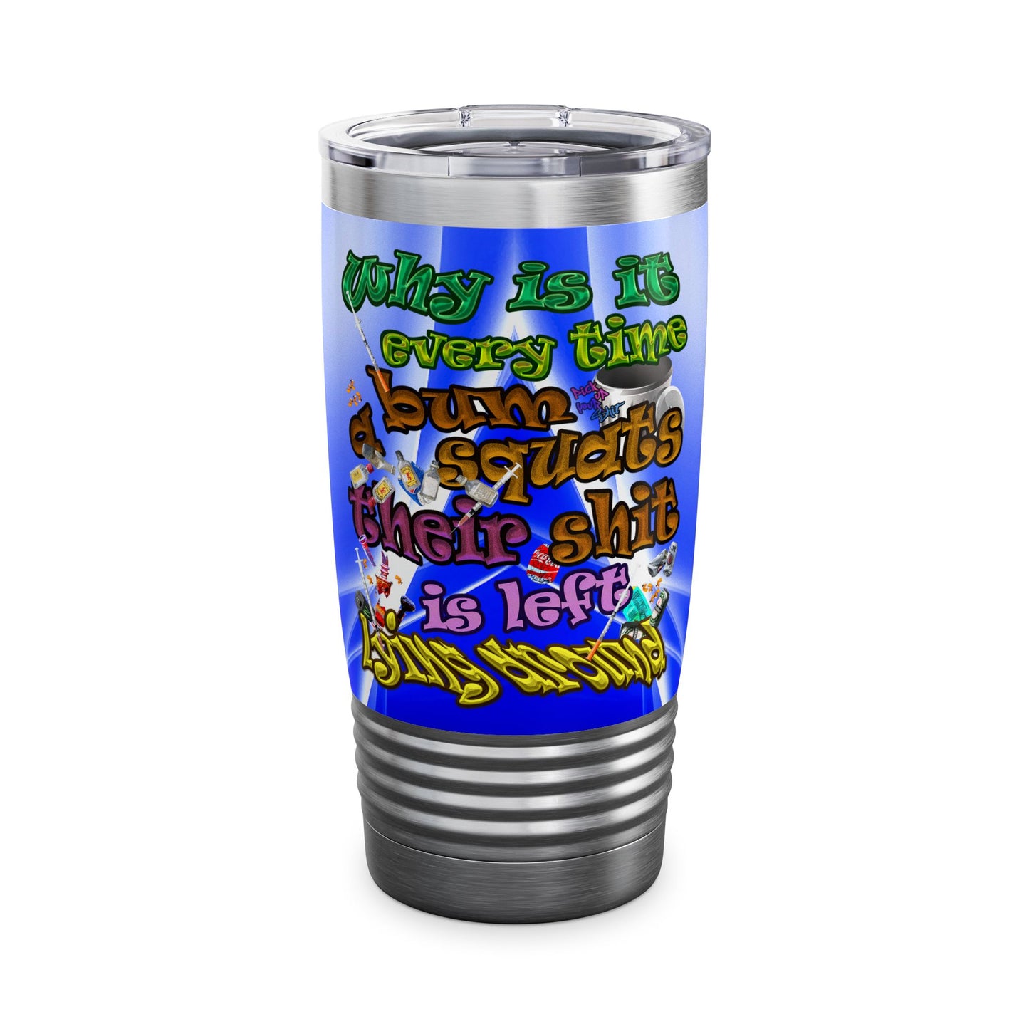 the bum's shit - Ringneck Tumbler, 20oz (blue-white wave)