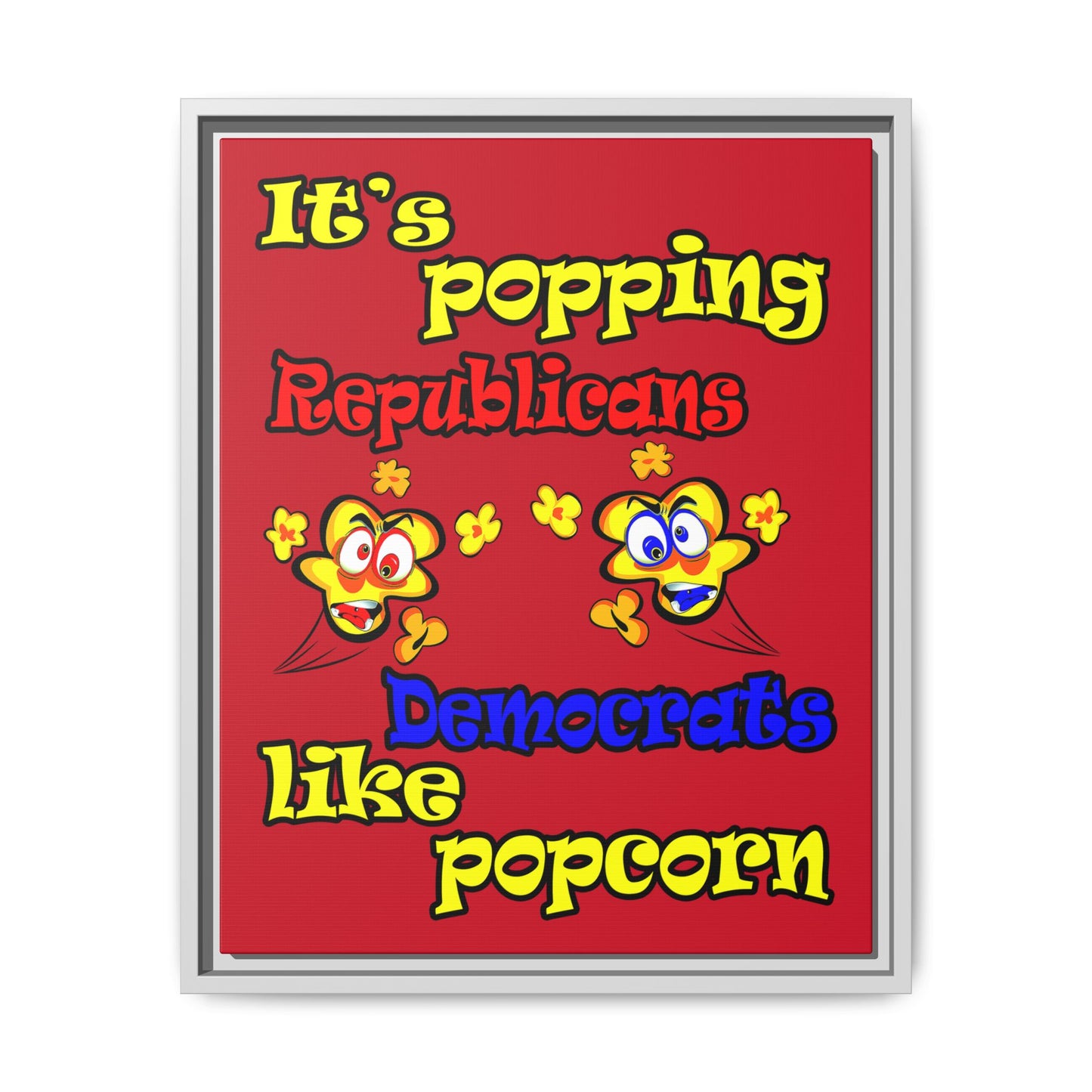 popping like popcorn - framed canvas art (dark red)