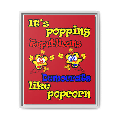 popping like popcorn - framed canvas art (dark red)