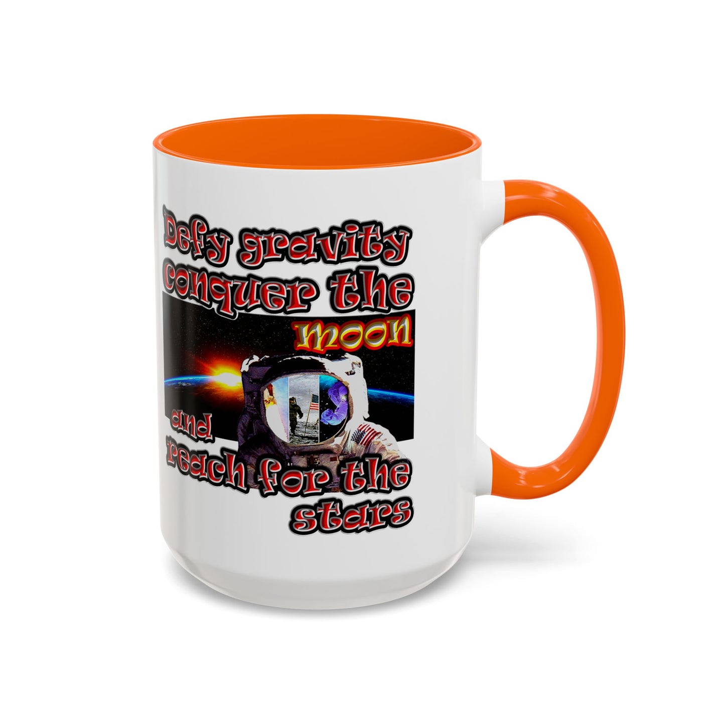 defy conquer reach - Accent Mug (white)