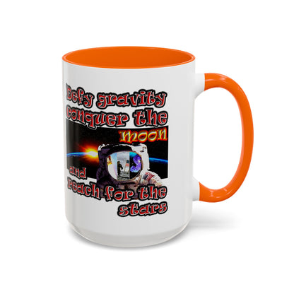 defy conquer reach - Accent Mug (white)
