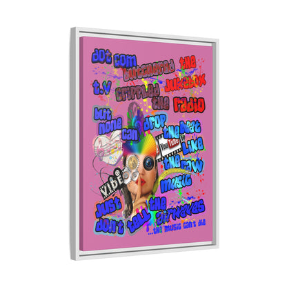 drop the beat - framed canvas art (light pink)