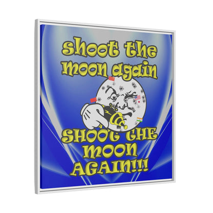 shoot the moon again - framed canvas art (blue-white wave)