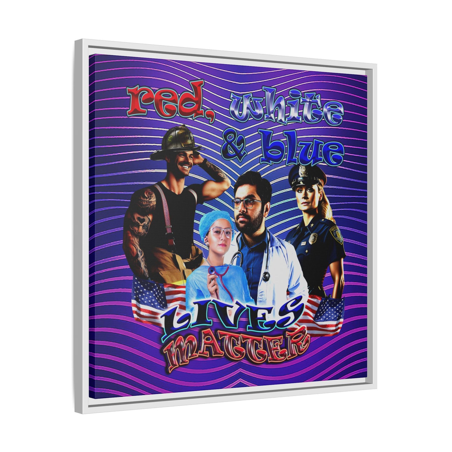 rw&b lives matter - framed canvas art (purple wave)